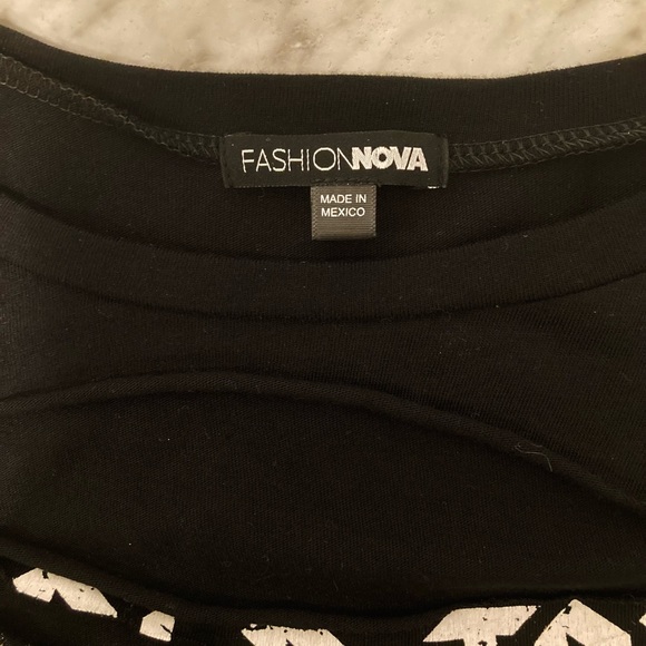 NEW Fashion Nova World Tour LA NY London Paris🌆 Black Laser Cut T Shirt L - Picture 4 of 16